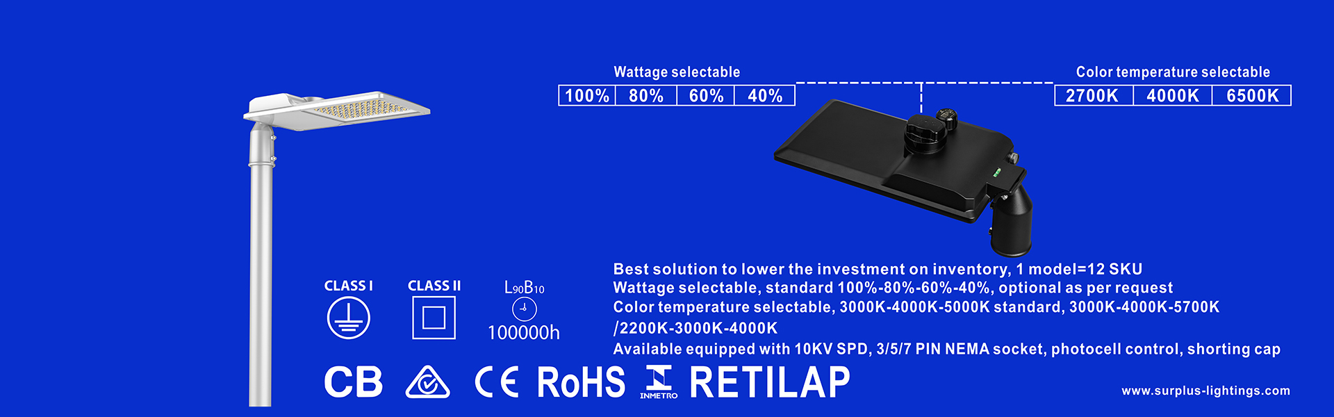 kwaliteit Eagle Gen4 195lm/W ENEC ENEC+ CB SAA Zhaga-D4i Straatlantaarn Fabriek